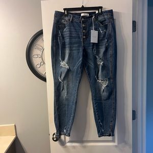 NWT KanCan distressed high rise skinny ankle jeans size 2XL